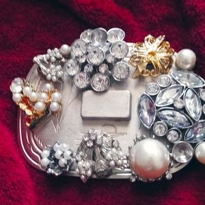 Buckley Hebilla de pedrería fina.with stones. Silver.plata.preowned